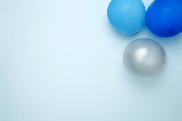 Birthday attributes colorful balloons. Concept of festive birthday celebrations