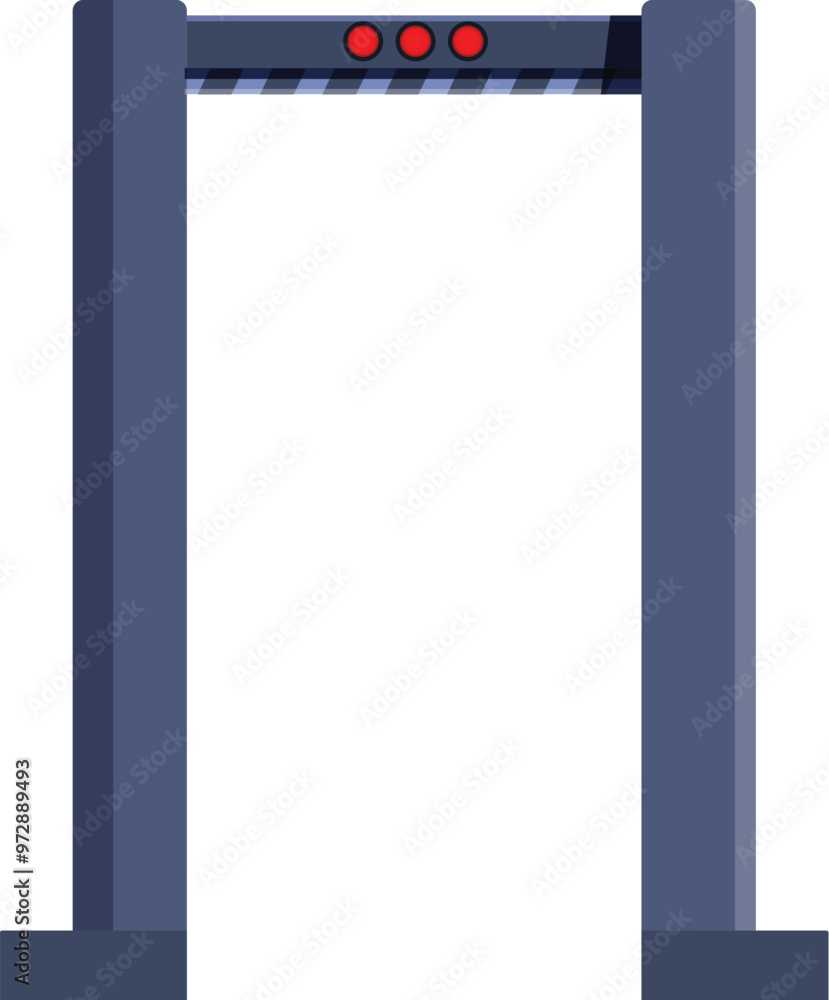 Poster security gate limiting access with a red light on top, isolated on white background