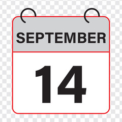 September 14 calendar flat icon