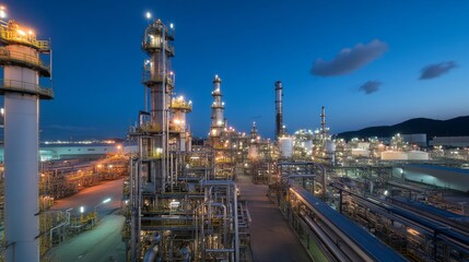 Fototapeta premium Industrial Complex at Night.