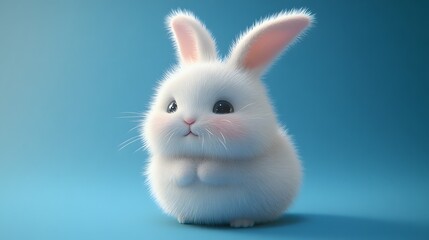 Obraz premium 2. **Adorable 3D model of a chubby bunny with long ears and soft fur