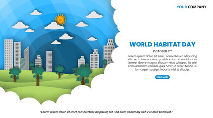 World Habitat Day background with cutting paper style