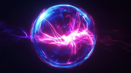 Obraz premium A glowing orb of light, with pink and blue energy swirling inside.
