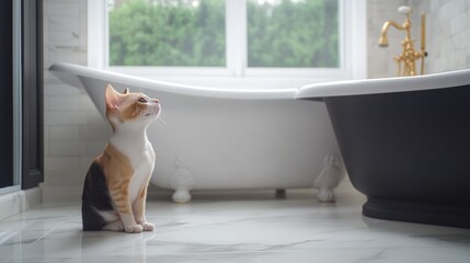Cute Kitten in Bathroom.