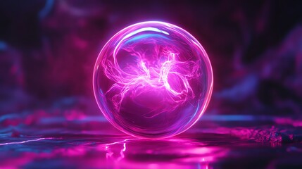 A glowing pink and blue orb with electric currents.