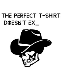 personality figure of a skull wearing a cowboy hat with funny quote transparent background