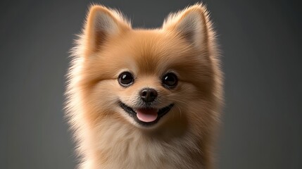 Obraz premium 6. **3D render of a sweet, fluffy Pomeranian puppy with a cheerful expression