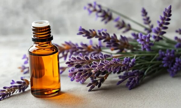 Lavender Essential Oil with Fresh Flowers