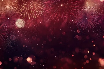 Obraz premium Fireworks Display with Red and Yellow Sparklers Against a Dark Night Sky