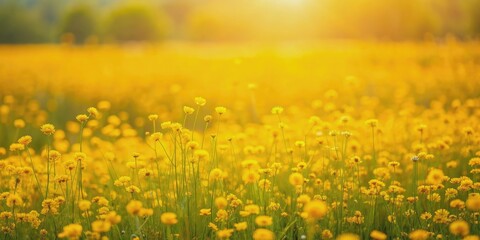 Obraz premium Yellow meadow flowers blooming in a vibrant field , spring, nature, blooming, wildflowers, yellow, meadow, petals, sunny, field