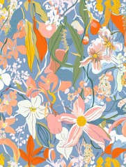 Obraz premium seamless floral minimalist, pastel color, dark tone, pattern style --chaos 50 --ar 3:4 --weird 1000 --v 6.1 Job ID: ef93d514-a2a0-4a8e-af67-80a2f8e02d73