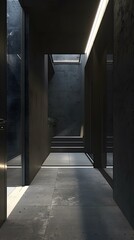 Fototapeta premium Modern Minimalist Concrete Hallway Interior Design