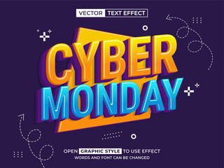 cyber monday editable text, font effect, 3d text for title