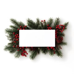 A white background with red and green decorations