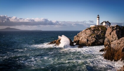 Majestic Lighthouse Overlooking Turbulent Seas