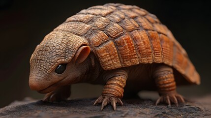 Fototapeta premium 41. **Detailed 3D depiction of a baby armadillo with soft armor and tiny legs