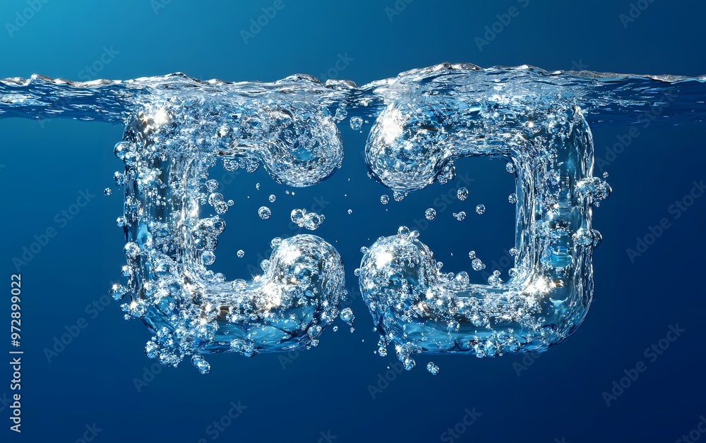 Aufkleber an artistic representation of water bubbles merging underwater, creating a captivating and serene ef