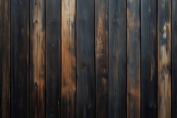 Fototapeta premium Dark brown wooden wall background with wood texture paneling for interior design, abstract luxury dark wallpaper background