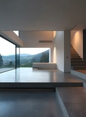 Minimalist Modern Home Interior Design with Mountain View