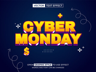 cyber monday editable text, font effect, 3d text for title