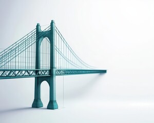 Obraz premium Conceptual blueprint of a next-generation suspension bridge, intricate details, showcasing engineering innovation, clean background