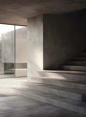 Obraz premium Minimalist Concrete Staircase with a Window