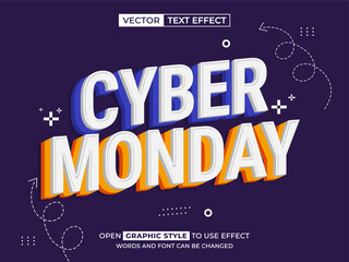 cyber monday editable text, font effect, 3d text for title