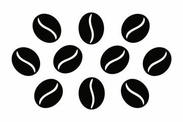 Coffee bean icon set, Caffeine vector symbol isolated on white background
