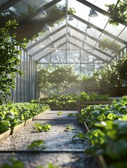 Obraz premium Greenhouse With Sunlight Shining Through