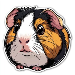 Cute cartoon guinea pig with big eyes and a fluffy coat, perfect for animal lovers and pet-themed designs.