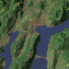 3D illustration of city and urban in Lugano Switzerland