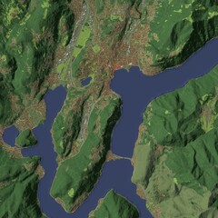 3D illustration of city and urban in Lugano Switzerland