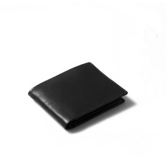 Stylish black leather wallet isolated on white