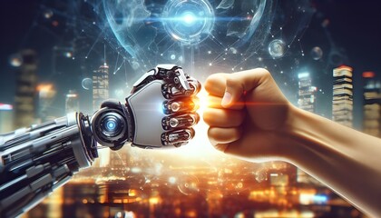 human and robot fist bump – Generative AI