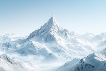 Fototapeta premium Snow-capped Mountain Peak Surrounded by a Snowy Mountain Range