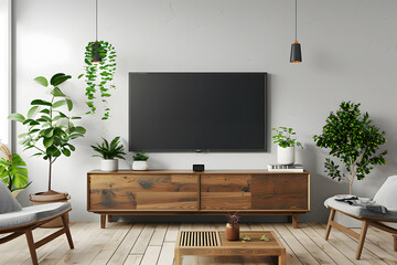 Mockup a TV wall mounted. Generative Ai.