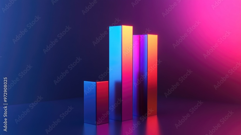 Poster a 3d bar chart with a gradient color scheme and shadow effects, creating a visually striking represe