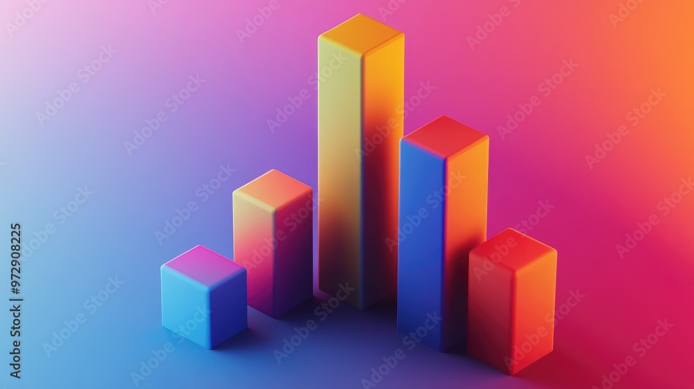 Poster a 3d bar chart with a gradient color scheme and shadow effects, creating a visually striking represe