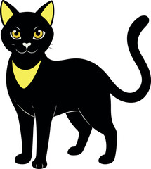 Obraz premium Silhouette of a black cat on a white background, exemplifying stylish vector art illustration