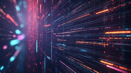 Obraz premium A dynamic digital network background, glowing circuits and flowing data streams representing advanced technological abilities and processes