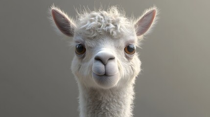 Obraz premium 36. **Detailed 3D render of a fluffy baby llama with expressive eyes and soft fur