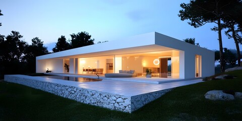 Modern Minimalist House With Swimming Pool and Lush Greenery