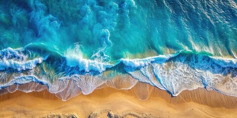 Blue sea water in sunny day. Top view from drone. Sea aerial view