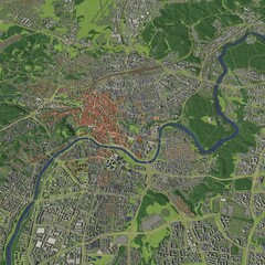 3D illustration of city and urban in Vilnius Lithuania