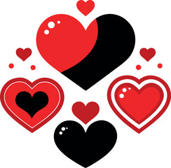 Vector illustration of Valentine hearts, symbolizing love