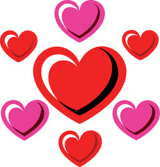 Vector illustration of Valentine hearts, symbolizing love