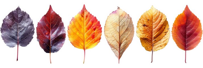 Fototapeta premium diverse collection of autumn leaves on white background