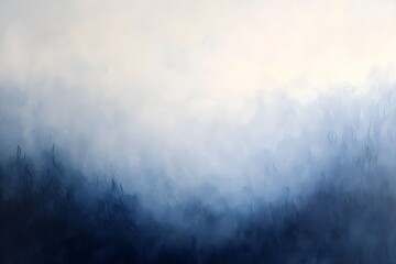 Obraz premium Misty Morning Whispers - Abstract Art of Soft Greys and Blues with Delicate Wispy Forms