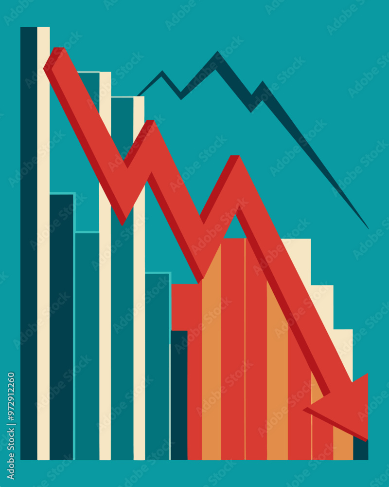 Poster a representation of an economic downturn with a sharp decline in the graphs trajectory.. vector illu