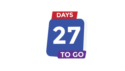 27 days to go Countdown number banner templates. time icon. Vector Illustration 